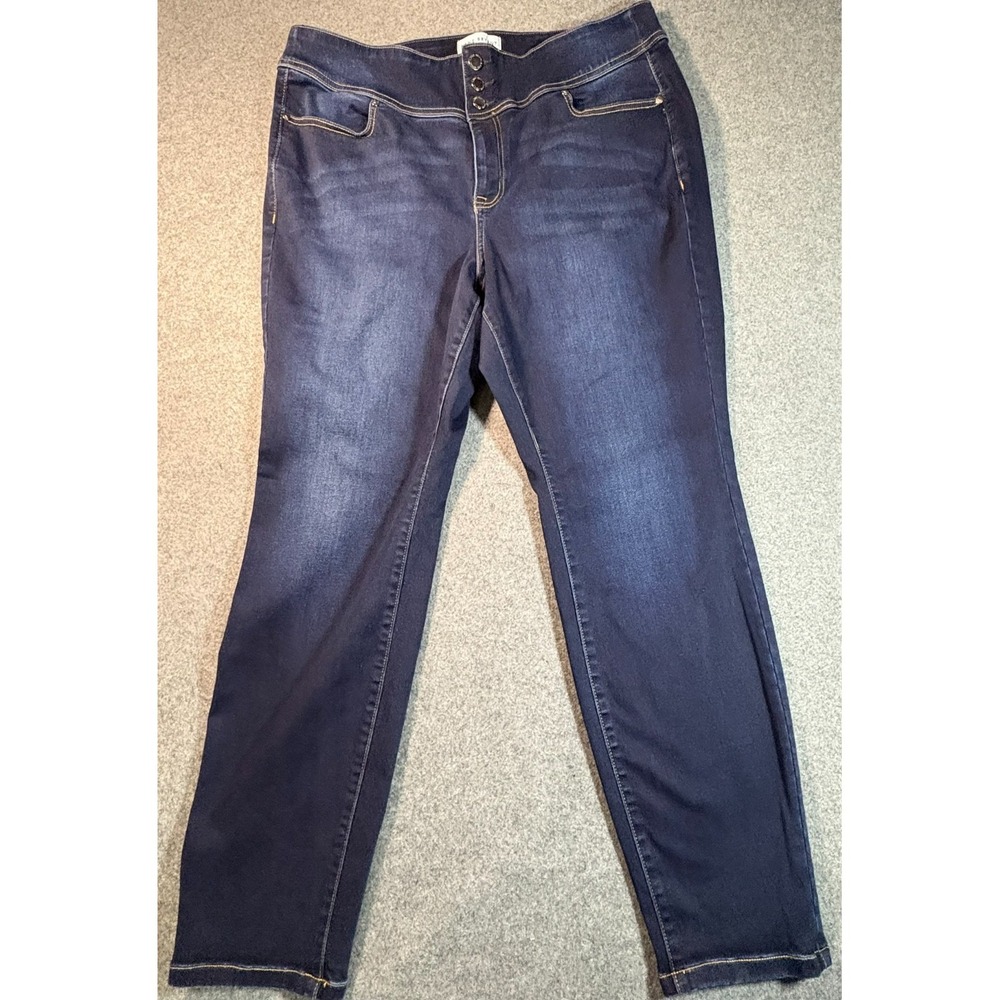 Lane Bryant Womens Size 18 Jeggings Dark Wash High Rise 3 Button Stretch Skinny